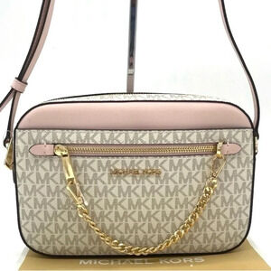 Michael Kors EW Zip Chain Xbody Bag Vanilla/ Light Pink